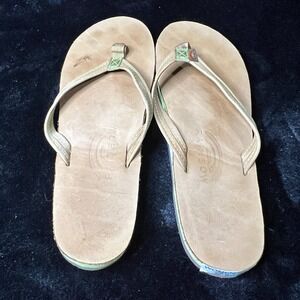 Rainbow Single Layer Premier Leather Women Large 7.5-8.5 Beige Comfort Flip Flop